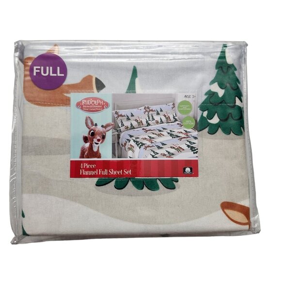 Rudouph the RED-NOSED REINDEER Christmas Flannel Sheet Set Full Size 4 Pc Set - Picture 2 of 6